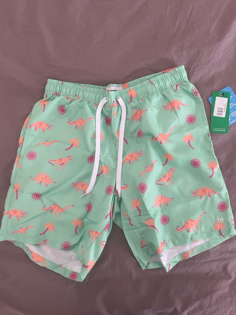 Tipsy Elves Dinosaur Desert Swim Trunks | 7" Inseam | Size L | NEW fun print - Picture 3 of 10